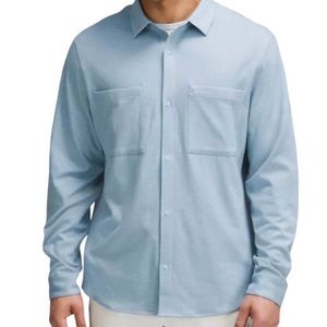 Lululemon Mens Soft Knit Overshirt Long Sleeve Stretchy Shirt Size L Blue